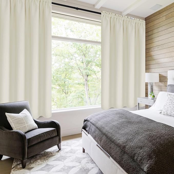 DWCN Light Beige Short Room Darkening Curtains - Image 2
