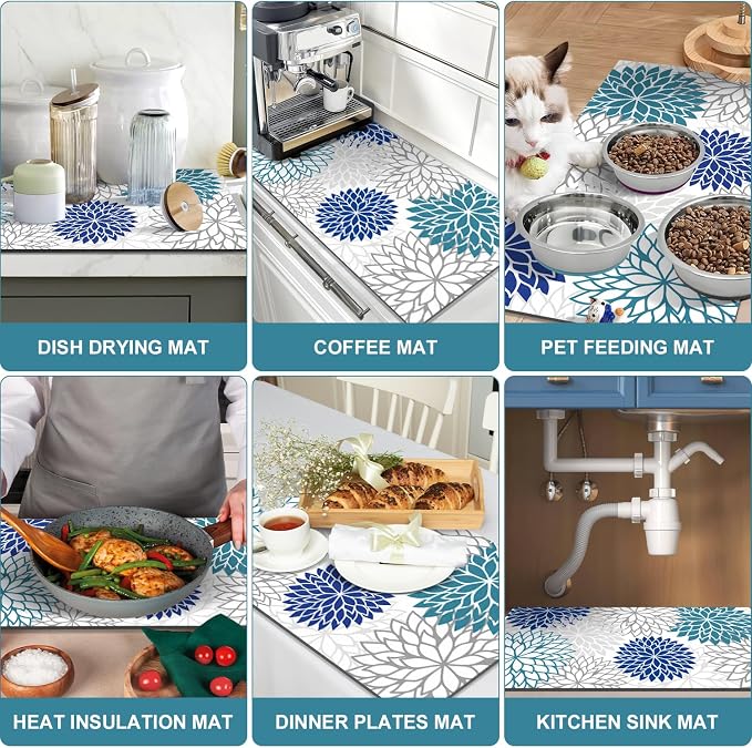 Findosom 2PCS 16" x 24" Dish Drying Mat & 24" x 5.5" Sink Splash Guard - Image 6