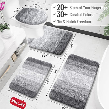 OLANLY Bathroom Rugs Mat 34x21, Extra Soft Absorbent Microfiber Bath Rugs, Rubber Backing, Quick Dry, Machine Washable Bath Mats for Bathroom Floor, Tub and Shower, Home Decor Accessories, Grey