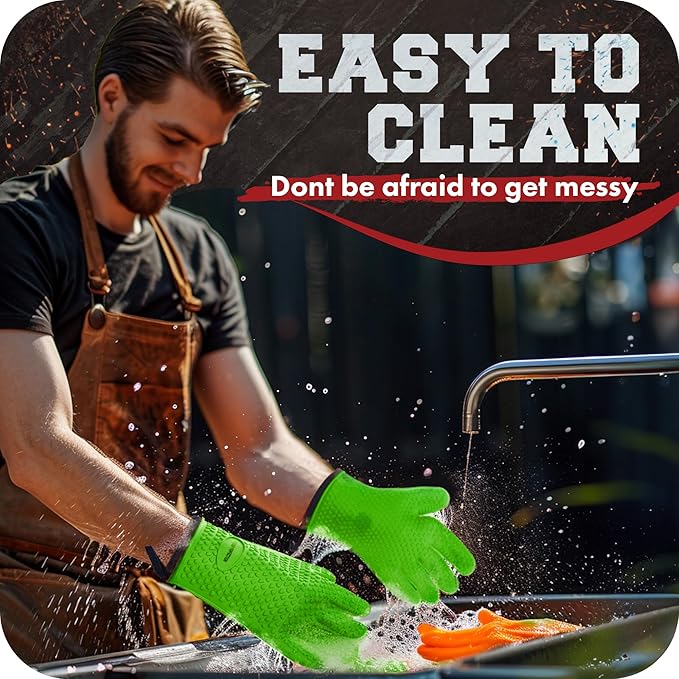 KITCHEN PERFECTION XL Silicone Smoker Oven Gloves-Extreme Heat Resistant BBQ - Image 7