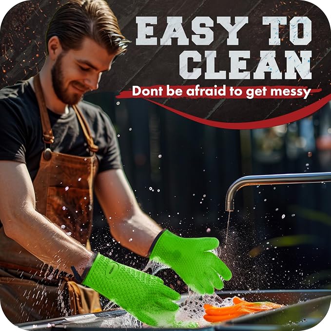 KITCHEN PERFECTION S Silicone Smoker Oven Gloves -Extreme Heat Resistant BBQ - Image 7