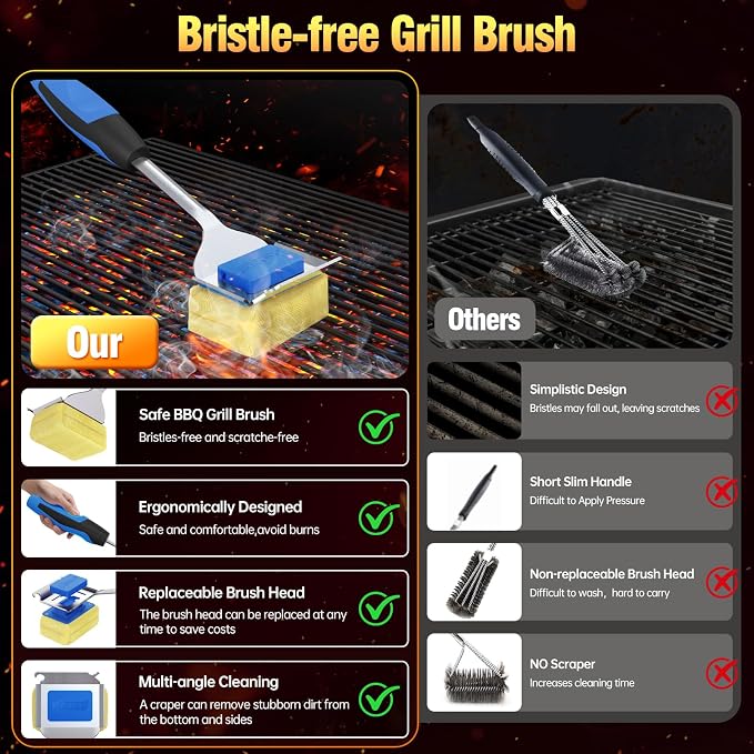 Grill Brush Bristle Free for Outdoor Grill, Steam Grill Cleaning Brush - Image 7