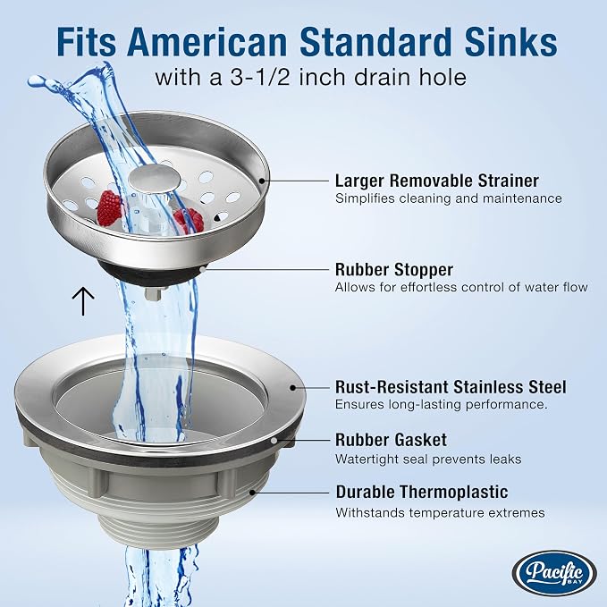 Pacific Bay Sink Strainer with Stainless Steel Removable Basket - Image 4