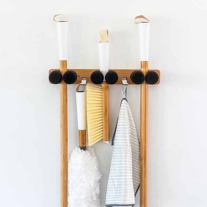 Full Circle Get A Grip, Wall-Mounted Mop and Broom Organizer, Lightweight Bamboo - Image 4