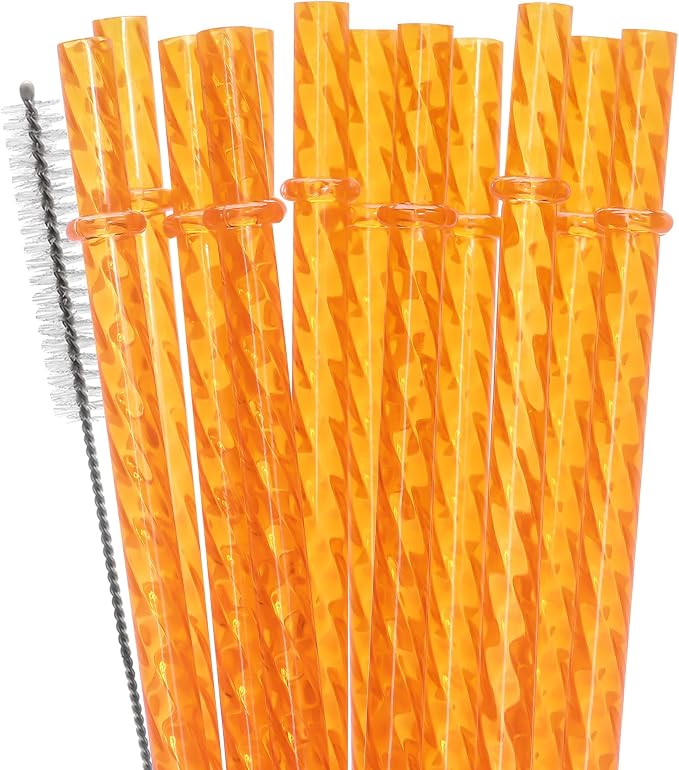 Dakoufish 12 Inch Reusable Clear Plastic Swirl Drinking Straws by Dakoufish