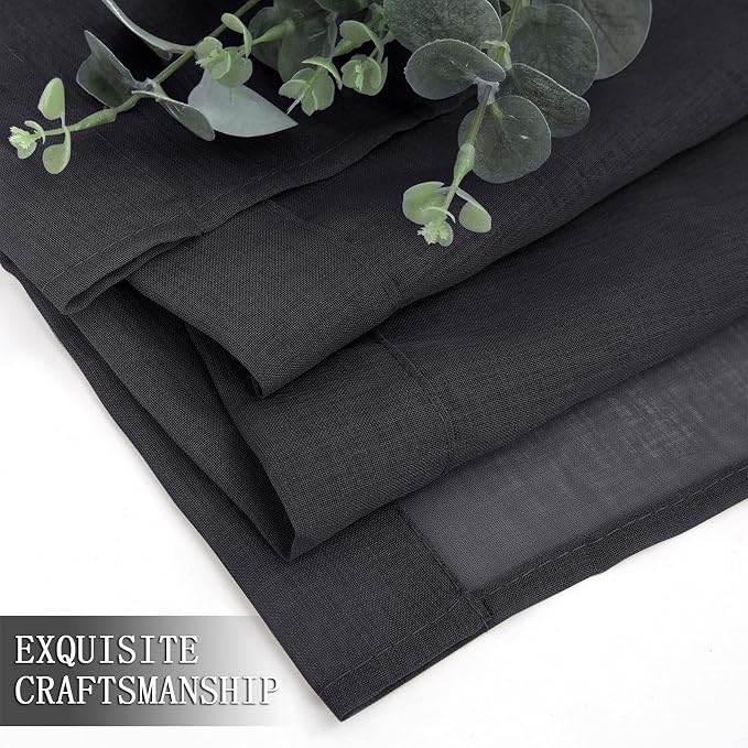Tollpiz Short Sheer Tier Curtains Linen Textured Half Kitchen Curtain Sheers - Image 7