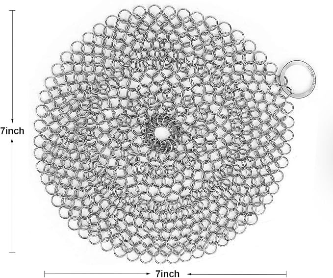 AMAGABELI GARDEN & HOME 7”x7” Cast Iron Cleaner 316L Stainless Steel Chainmail - Image 6
