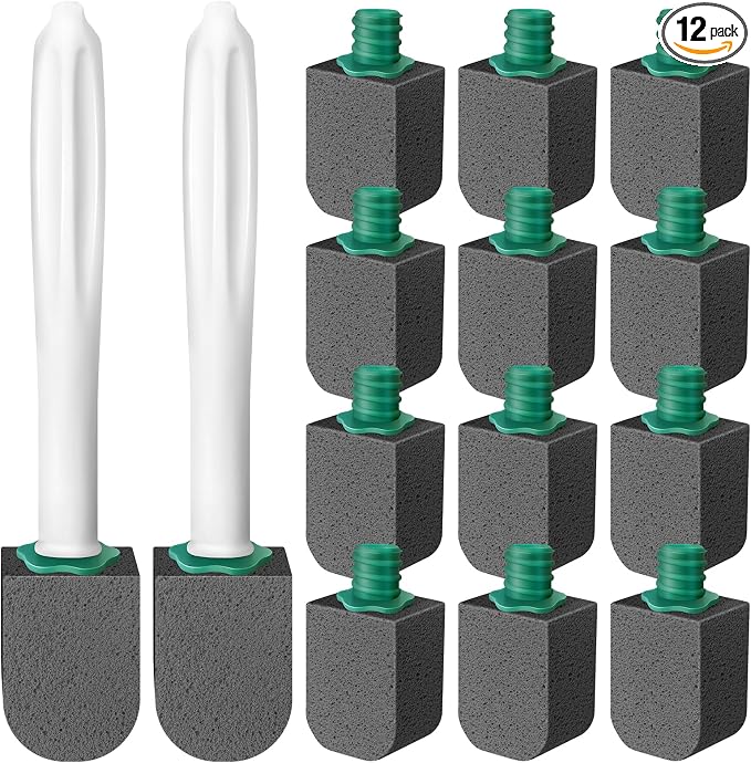 12pcs Pumice Stone Set with 2pcs Long Handle Toilet Brush, Cleaning Block by Unknown