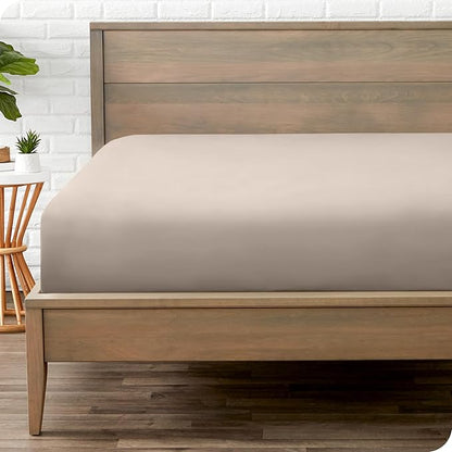 Bare Home Fitted Bottom Sheet Full Size - Premium 1800 Microfiber - Ultra-Soft Hotel Luxury - Deep Pocket - Durable and Long Lasting (Full, Pebble)