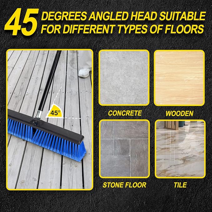 18 Inches Outdoor Push Broom Heavy Duty Shop Broom - Image 4