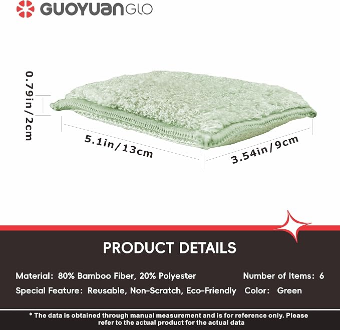 Bamboo Kitchen Sponges Heavy Duty Natural Cleaning Sponges Non-Scratch Dish - Image 2