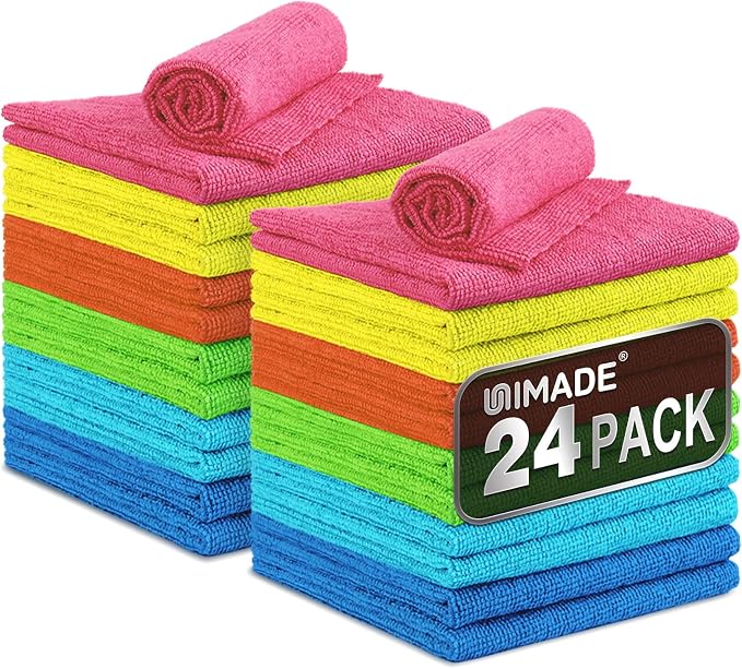 Microfiber Cleaning Cloth, 24 Pack Reusable Microfiber Towels by Unimade