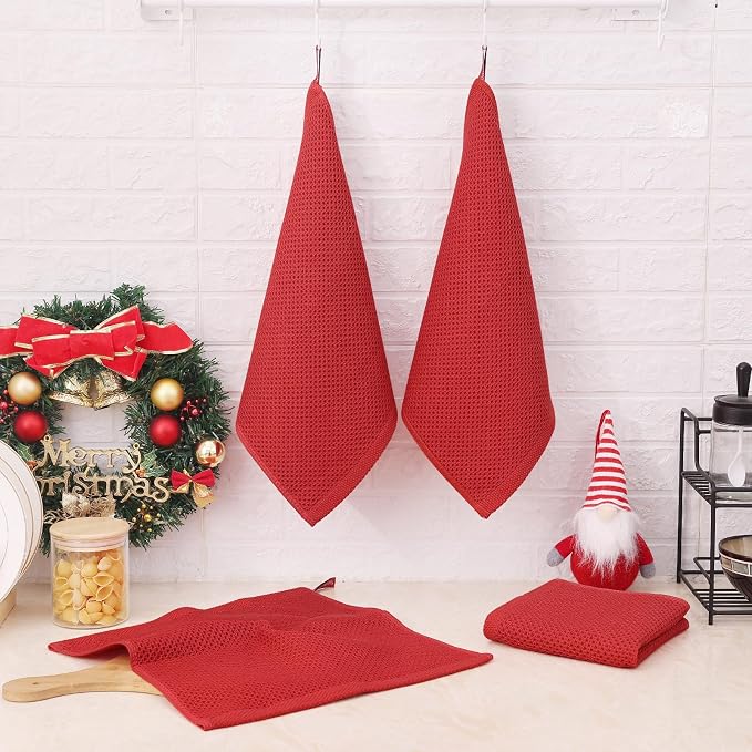 Kitinjoy 100% Cotton Kitchen Dish Cloths, 6 Pack Waffle Weave Ultra Soft - Image 6