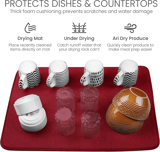 Bellemain XXL Dish Mat 24" x 17" Microfiber Dish Drying Mat, Super absorbent - Image 5