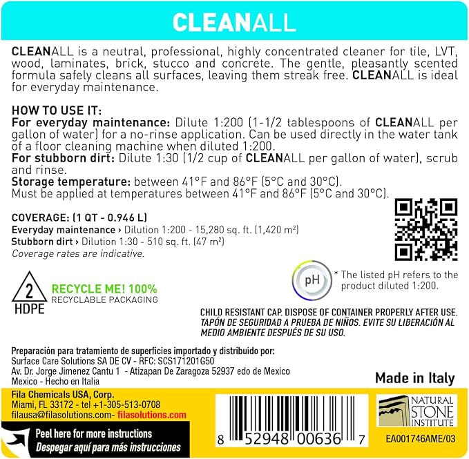 FILA Surface Care Solutions, Neutral All Purpose Cleaner, Highly Concentrated - Image 3