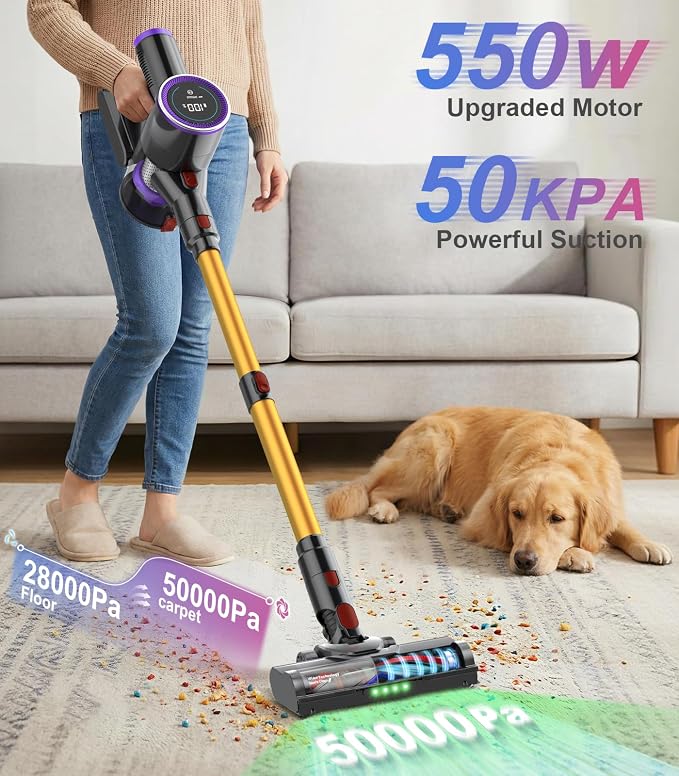 Cordless Stick Vacuum Cleaner: 550W 50KPA 45Mins - Image 2