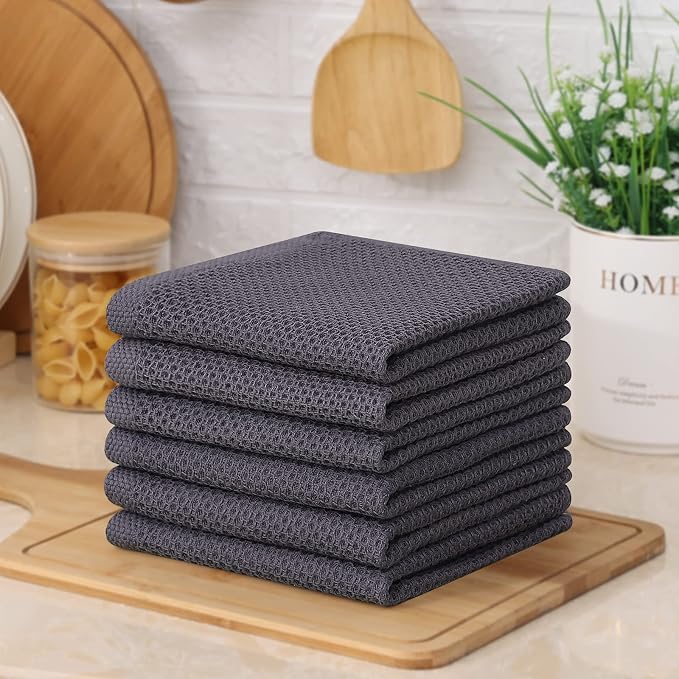 Kitinjoy 100% Cotton Kitchen Dish Cloths, 12 Pack Waffle Weave Ultra Soft - Image 7