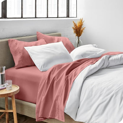 Bare Home Split Head Flex King Sheet Set - 1800 Ultra-Soft Microfiber Bed Sheets - Double Brushed - Deep Pockets - Easy Fit - 4 Piece Set - FlexTop Bedding Sheets (Split Head Flex King, Dusty Rose)