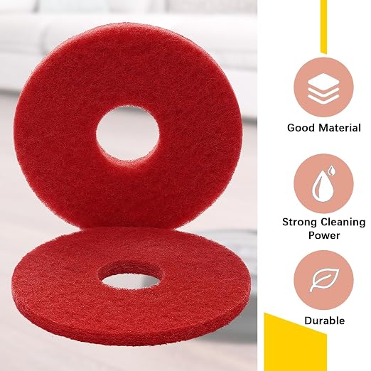 2 Pcs 12" Red Scrubbing Pads Commercial Cleaning Orbiter Pads-Maintenance Non - Image 3