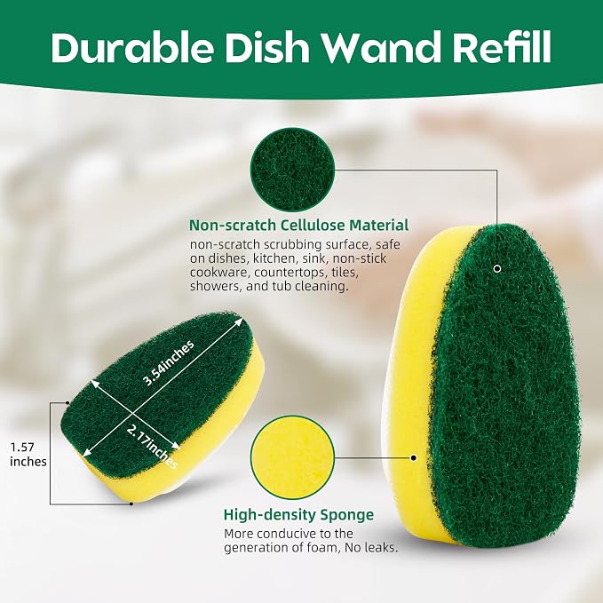 Non Scratch Dishwand Refills 6 Pack, Non-Scratch Replacement Sponge Heads - Image 4
