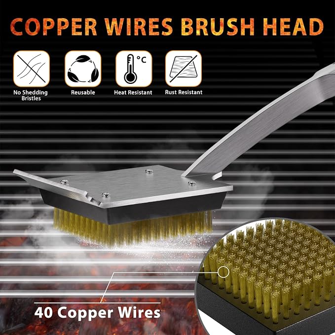ENLOY 2-Pack Copper Wire Grill Brush Replacement Heads, Grill Brush and Scraper - Image 3