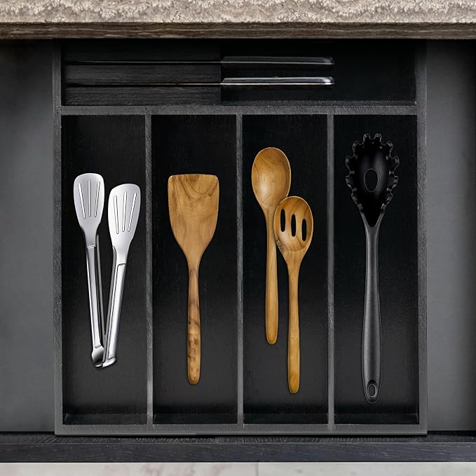 VaeFae Bamboo Silverware Organizer, Utensil Holder - Image 5