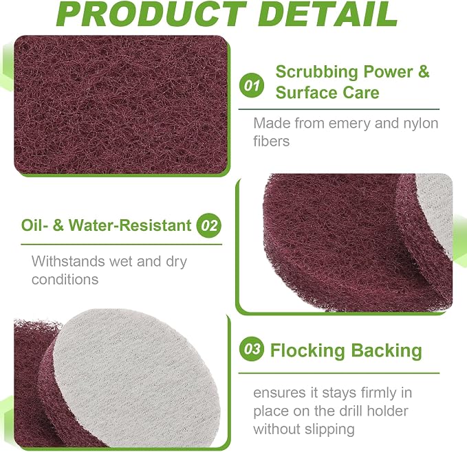 Power Scrub Pads, Scrubbing Pads 800 Grits Scouring Discs - Image 3