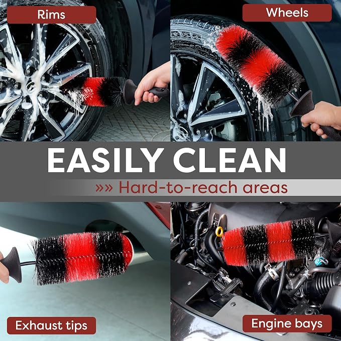 TAKAVU Premium Wheel & Tire Brush, Long Bristle Detailing Brush - Image 5
