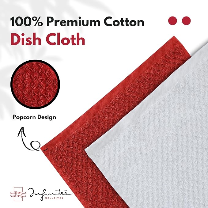 Infinitee Xclusives Premium Dish Cloth 100% Cotton 12 x 12 Inches |Pack of 4| - Image 7