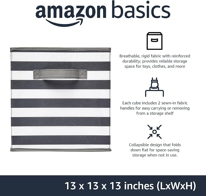 Amazon Basics Cube Organizer Storage Bins Handles, Collapsible Fabric - Image 2