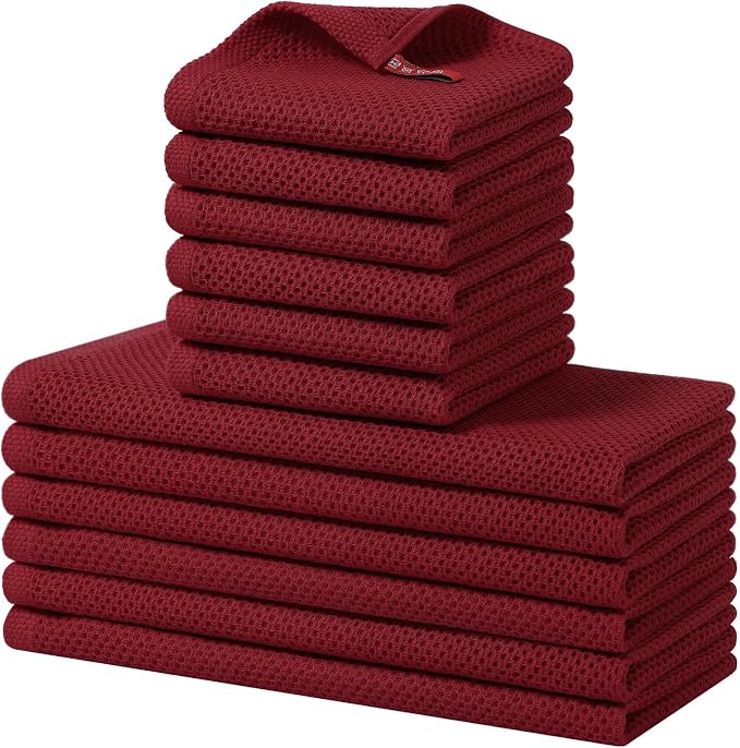 Homaxy 100% Cotton Kitchen Towels and Dishcloths Set, 12 x 12 Inches and 13 x by Homaxy