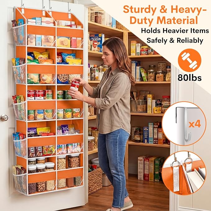 Over The Door Organizer 5 Tiers, Extra Large Behind Door Storage of 10 - Image 3