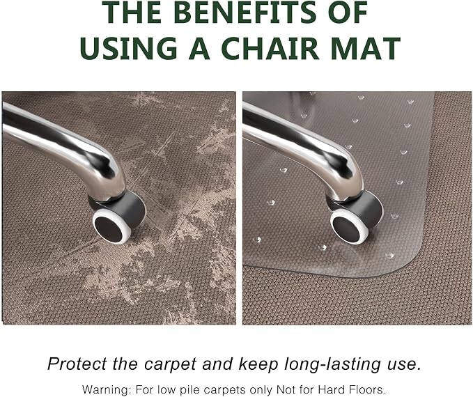 FuturHydro Desk Chair Mat for Flat to Low Pile Carpets, Transparent Mats for - Image 4
