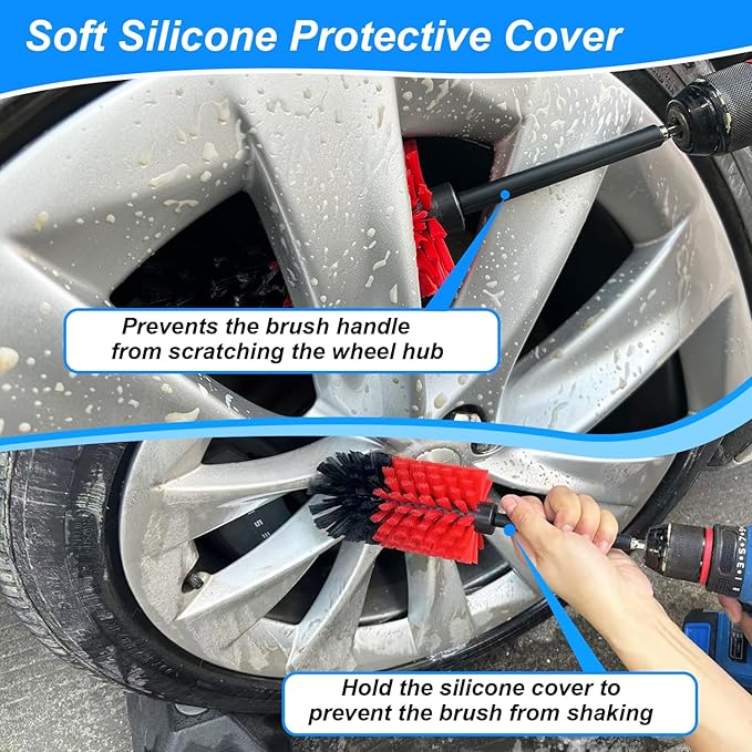 Wheel Brush Kit, Soft Drill Wheel Cleaner Brush, No Scratches Highly Dense Car - Image 6