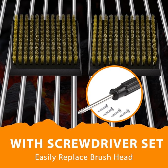 ENLOY 2-Pack Copper Wire Grill Brush Replacement Heads, Grill Brush and Scraper - Image 8