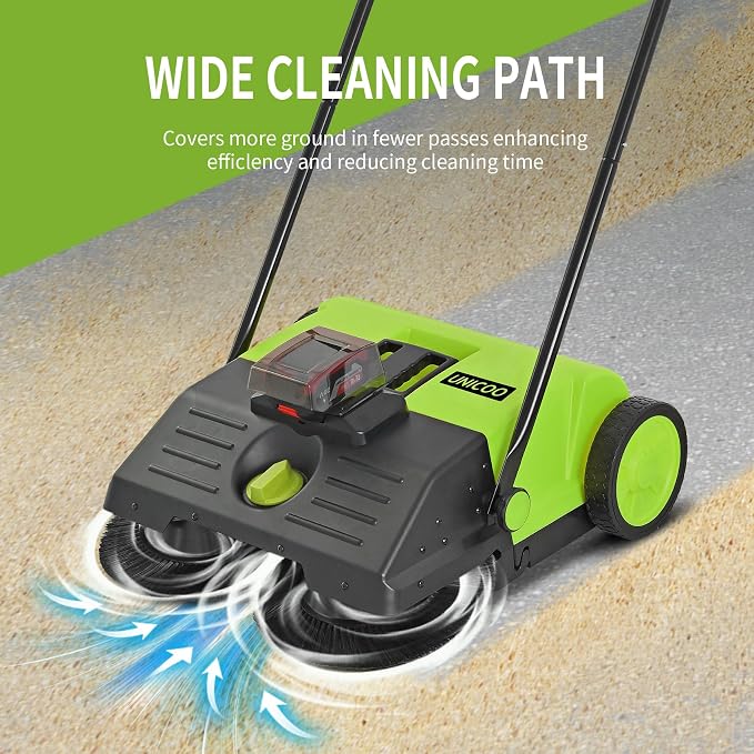 UNICOO® Electric Hand Push Floor Sweeper – Battery Powered Walk-Behind Sweeper - Image 5