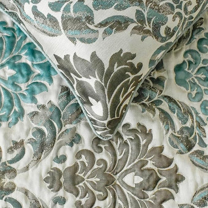 The HomeCentric King/Queen/Twin Blue Decorative CA King 86"x18" Bed Runner with 2 Pillow Cover, Damask Bed Scarf on Jacquard Fabric - Royal Elegance