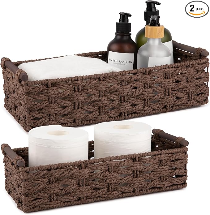 OIAHOMY Toilet Paper Baskets Handmade Paper Rope Decorative Wicker Storage Tank by MasterofSpaceOptimization