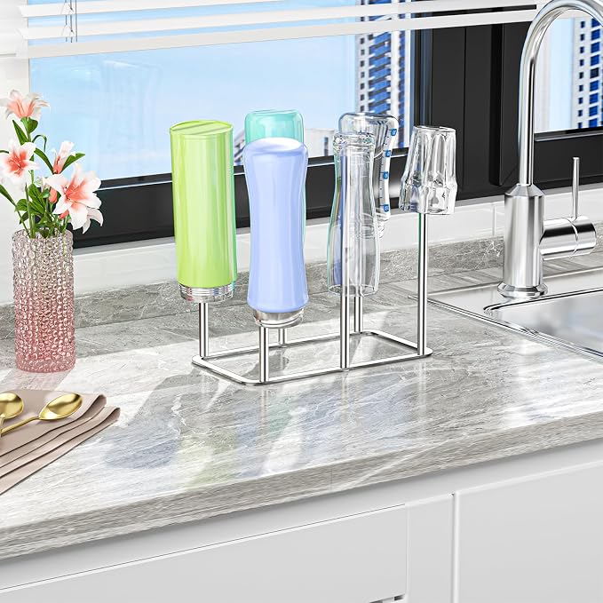 Water Bottle Drying Rack Reusable Bottle Rack Dryer Kitchen Stand Holder Metal - Image 2