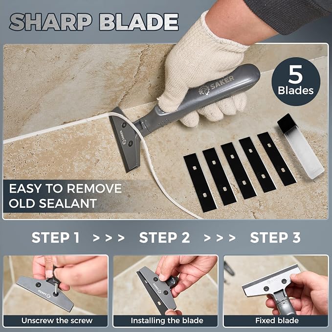 Saker Caulking Tool Kit-Aluminum 4 in 1 Sealant Finishing Tool Grout Remove - Image 5