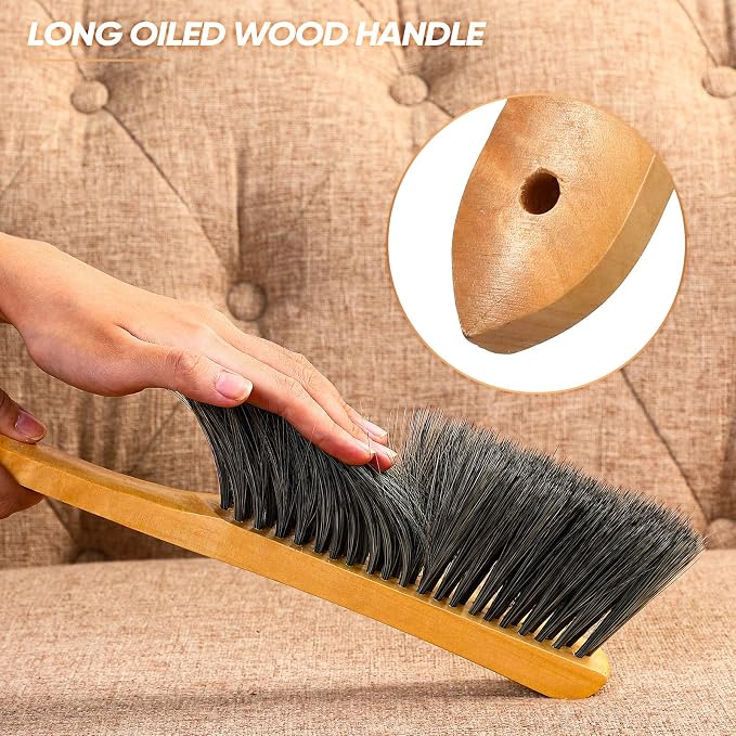 Patelai 2 Pieces Wooden Bench Brushes Fireplace Brush Natural Fiber Bench Soft - Image 3