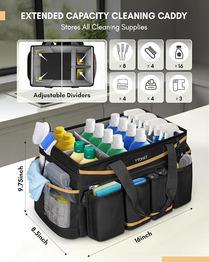 Ytonet Cleaning Caddy Bag with Detachable Apron, Extra Large Cleaning Supplies - Image 4