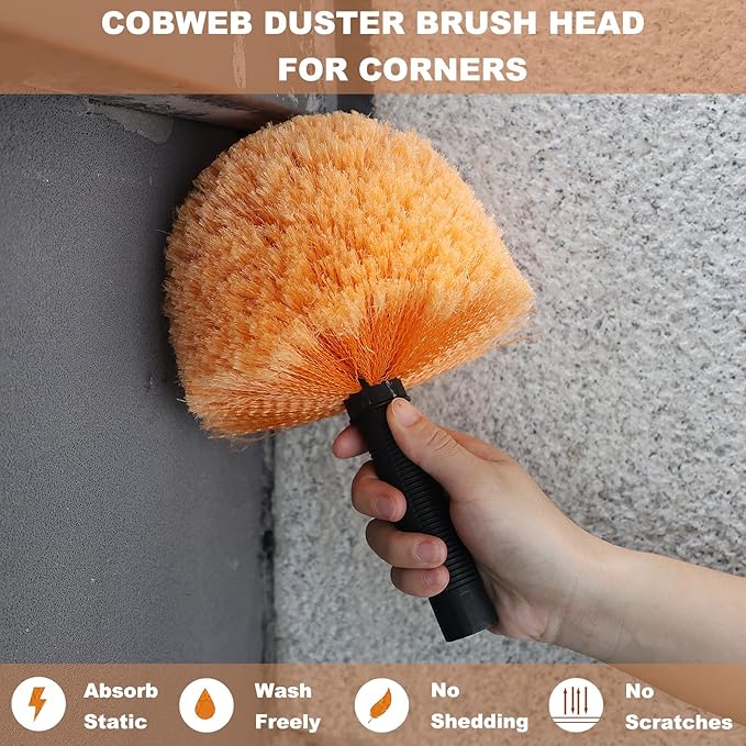 1 Pack Twist-On Cobweb Duster Head Brush – High Efficiency Spider Web Brush - Image 4