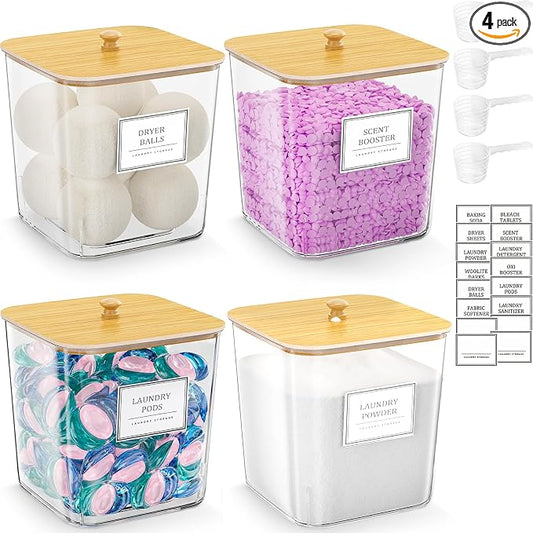 4 Pack Clear Laundry Pod Container, Laundry Room Organization Containers by Unknown
