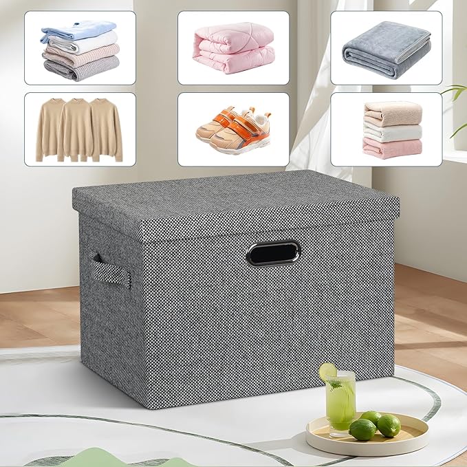 Large 17" 36 Quart Collapsible Stackable Storage Bins - Image 6