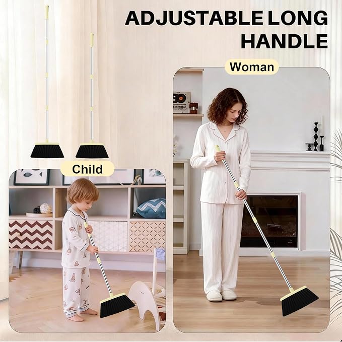 Broom with Dustpan Combo Set, 54-in Adjustable Handles Broom and Dustpan Set - Image 5