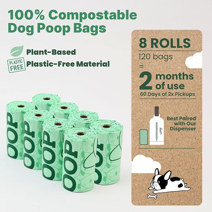 JIWON 100% Certified Home Compostable Dog Poop Bags, OK Compost & Seedling - Image 2