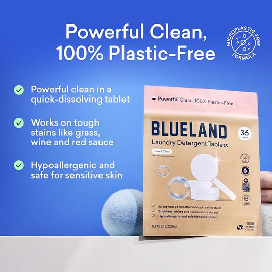 BLUELAND Laundry Detergent Tablets, Plastic-Free Eco-Friendly Pods, Liquid - Image 2