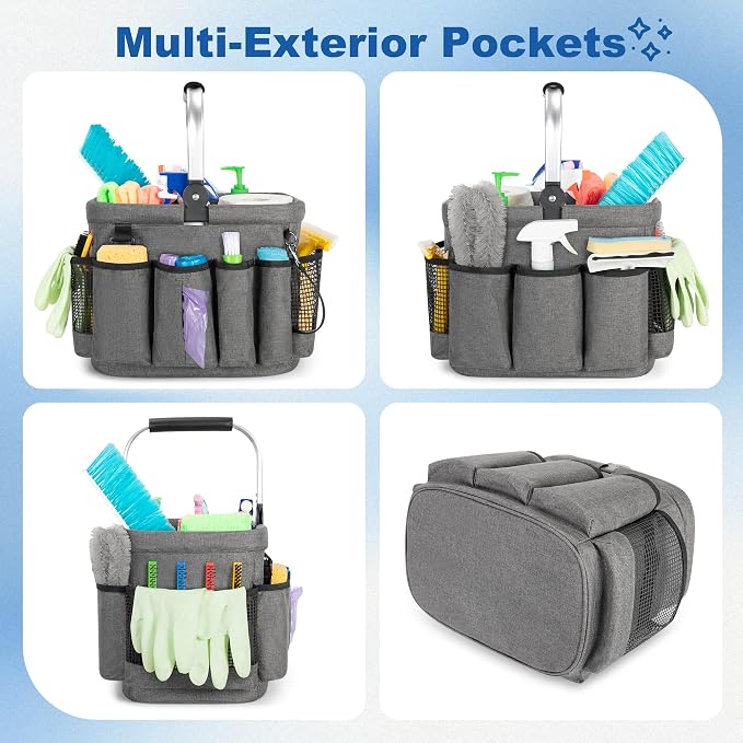 Cleaning Caddy Organizer with Handle, Cleaning Tote Bag with Multiple Pockets - Image 3