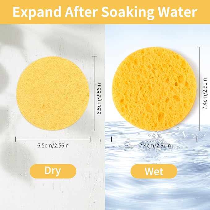 100-Count Compressed Facial Sponges, Natural Cosmetic Spa Sponges - Image 3